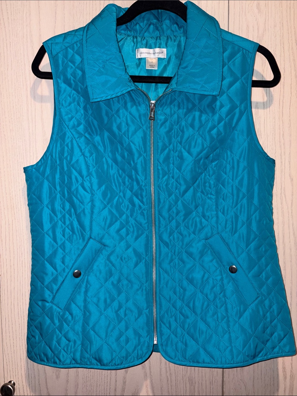 Christopher & Banks Quilted Sleeveless Vest in Teal